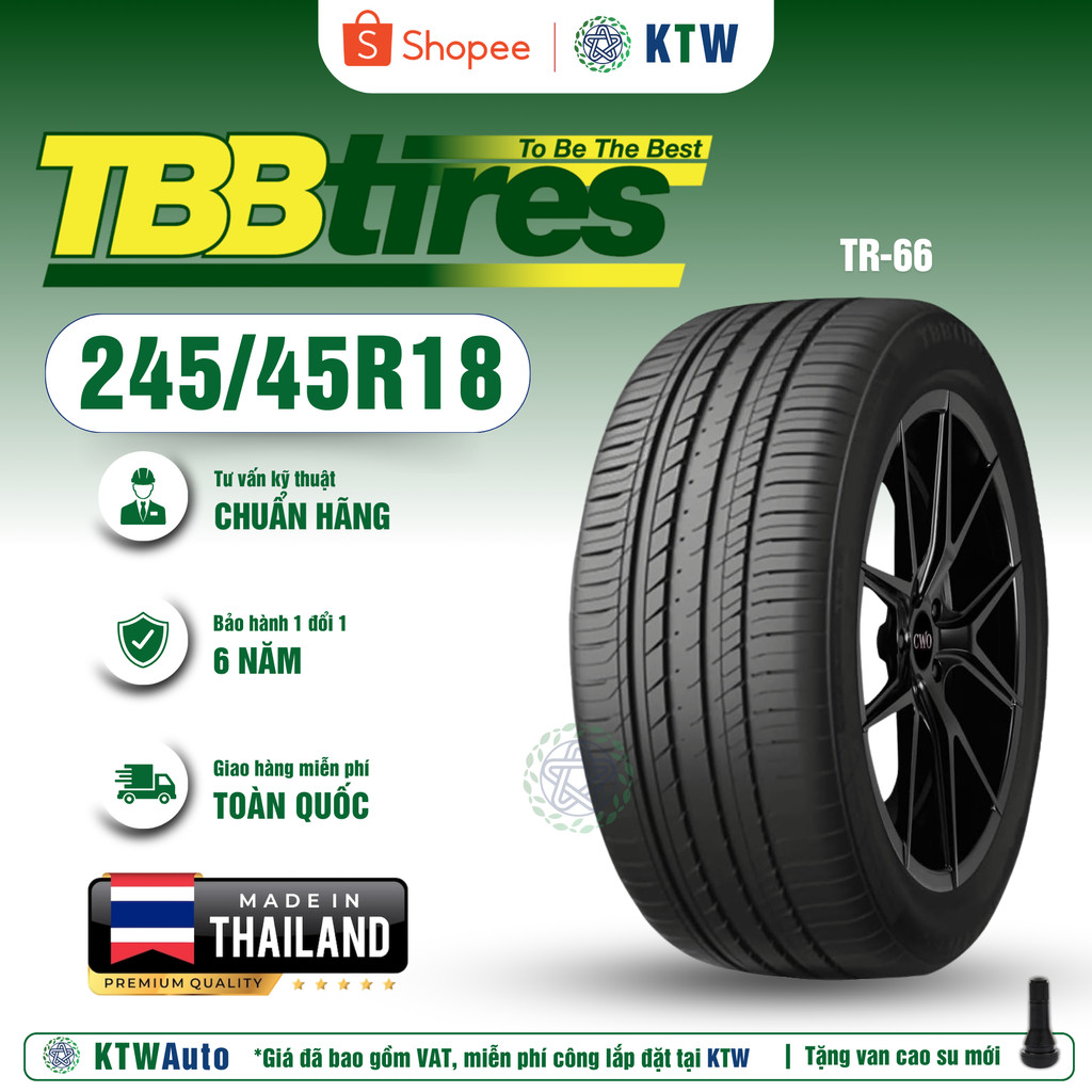 Lốp TBB Thái Lan 245/45R18 Gai TR-66 - Lắp cho Lux A2.0 Base/Plus, BMW 5 Series, Audi A6