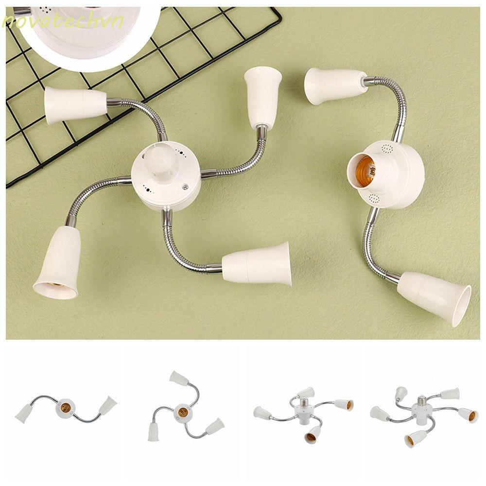 Bộ chuyển đổi giá đỡ đèn NOVA E27, Bộ chia ổ cắm đèn E27 sang E27 linh hoạt, bền với ống nối dài màu