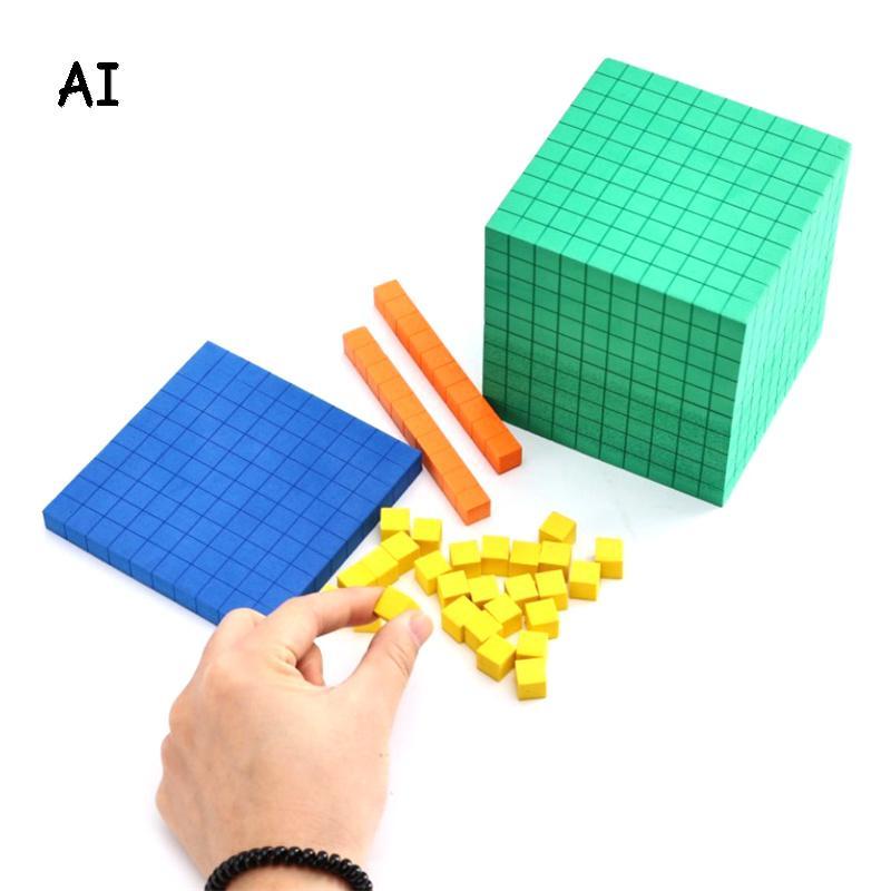 AI Ten Blos Complete Set Kids Math Plaything Math Blos Plastic Base Ten Set Cube Kids Math Plaything