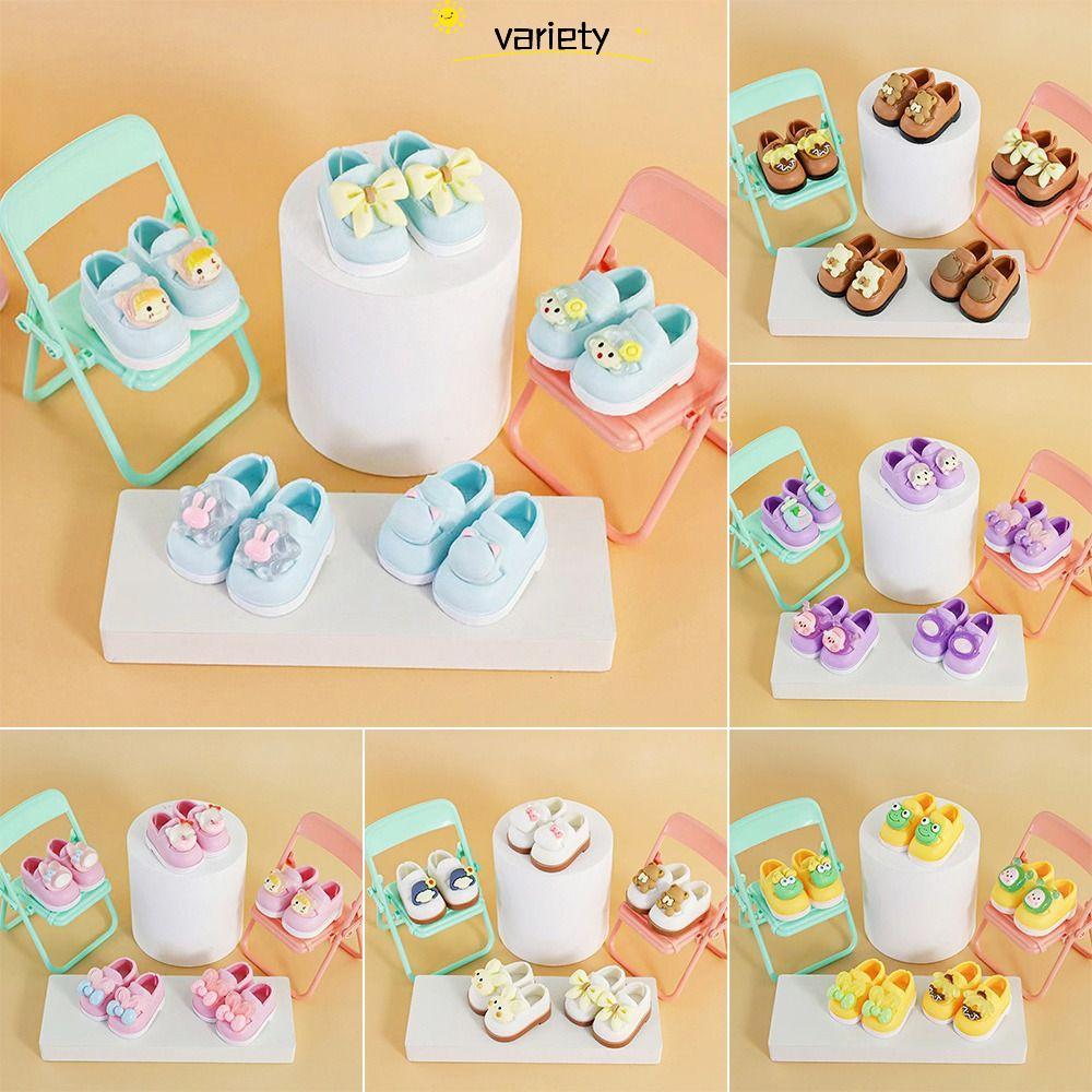 Đầm Búp Bê Đa Năng, Phụ Kiện Búp Bê Làm Bằng Tay Giày Mini, Hoạt Hình PVC Giả Da Họa Tiết 4cm Giày 3