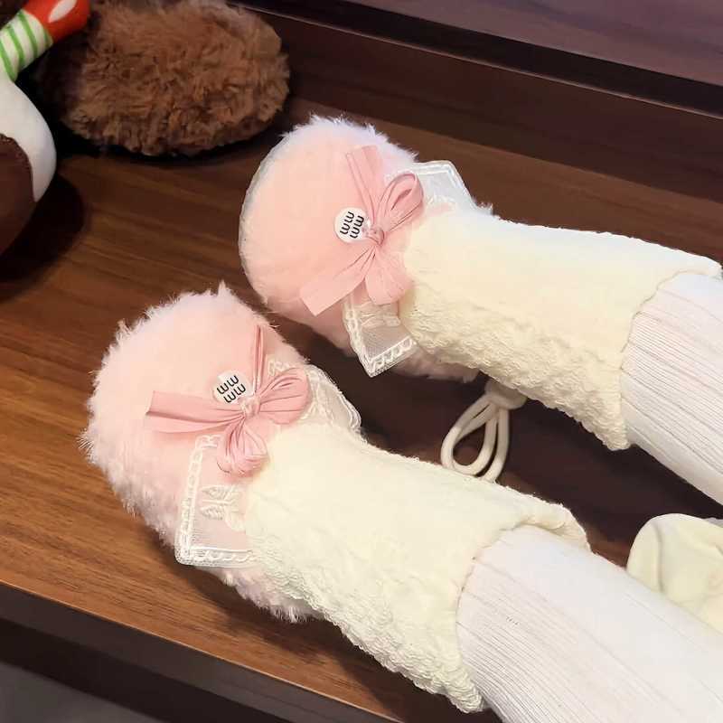 New Autumn and Winter plus Velvet Soft Bottom Baby Girl Ankle Sock Princess Style Solid Color Baby S