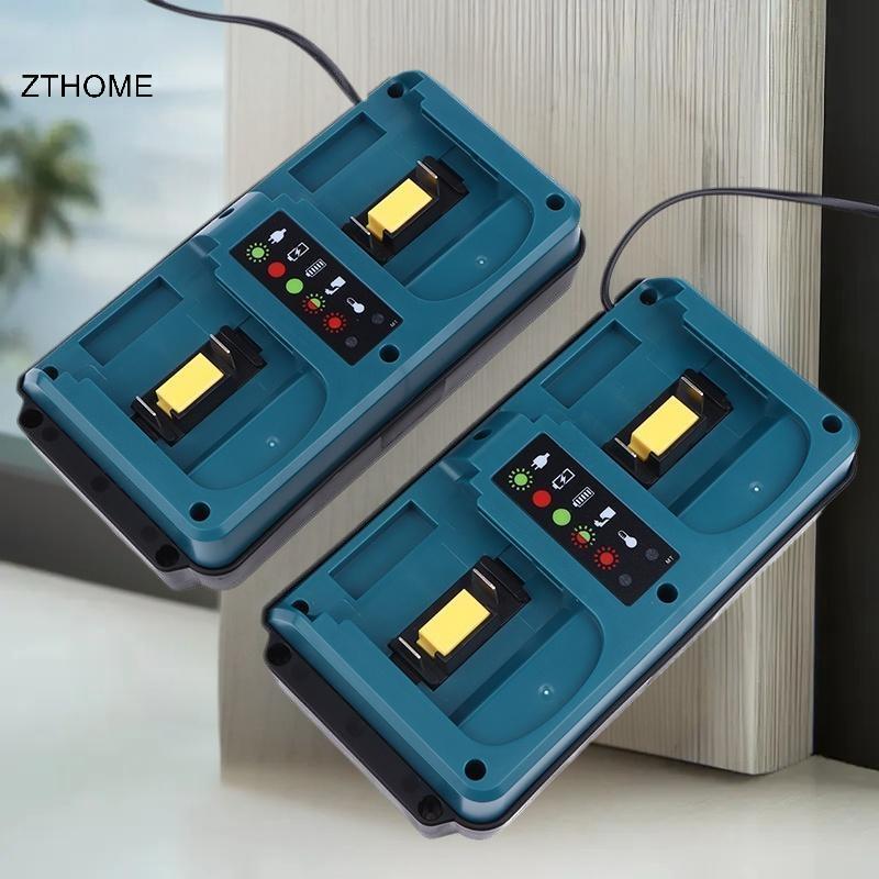 ZTHOME Cho Makita 18-20V Sạc Di Động Mini Cổng Kép Sạc BL1860B BL1850B BL1830 BL1840B BL1860 L1845 H