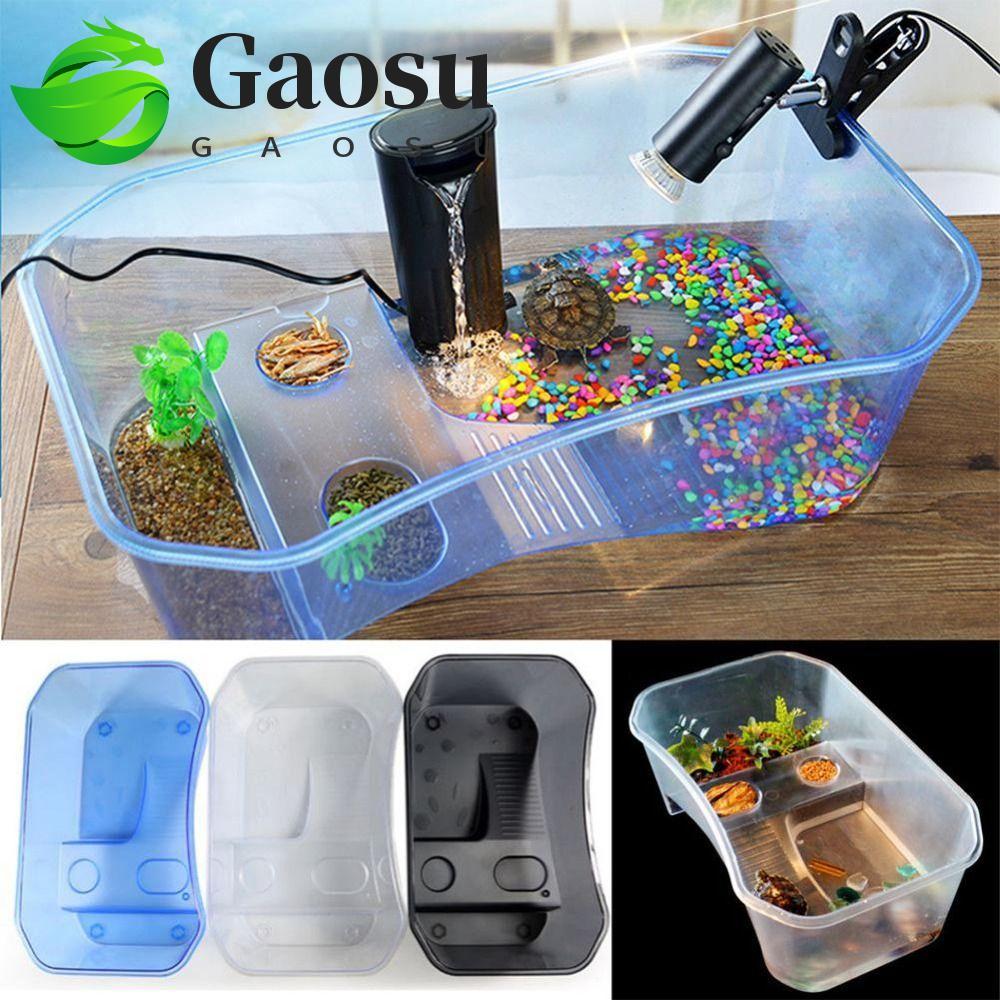 Gaosu GAOSU Turtle Vivarium Box, Water Land Dual Use Square Turtle Aquarium, Phụ kiện thú cưng Baski