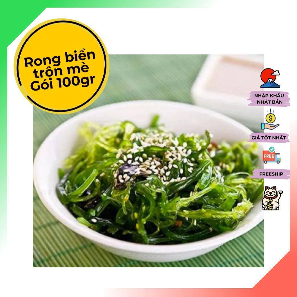 Rong Biển Trộn Mè Goma Wakame nhập khẩu Nhật Bản, rong biển trộn salad sẵn, tiện dụng/ Túi 100gr
