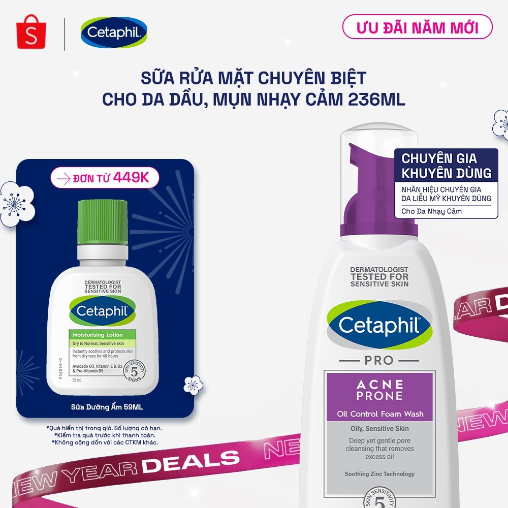 Sữa rửa mặt tạo bọt mịn dịu lành cho da dầu mụn nhạy cảm CETAPHIL PRO ACNE PRONE/OIL CONTROL FOAM WASH