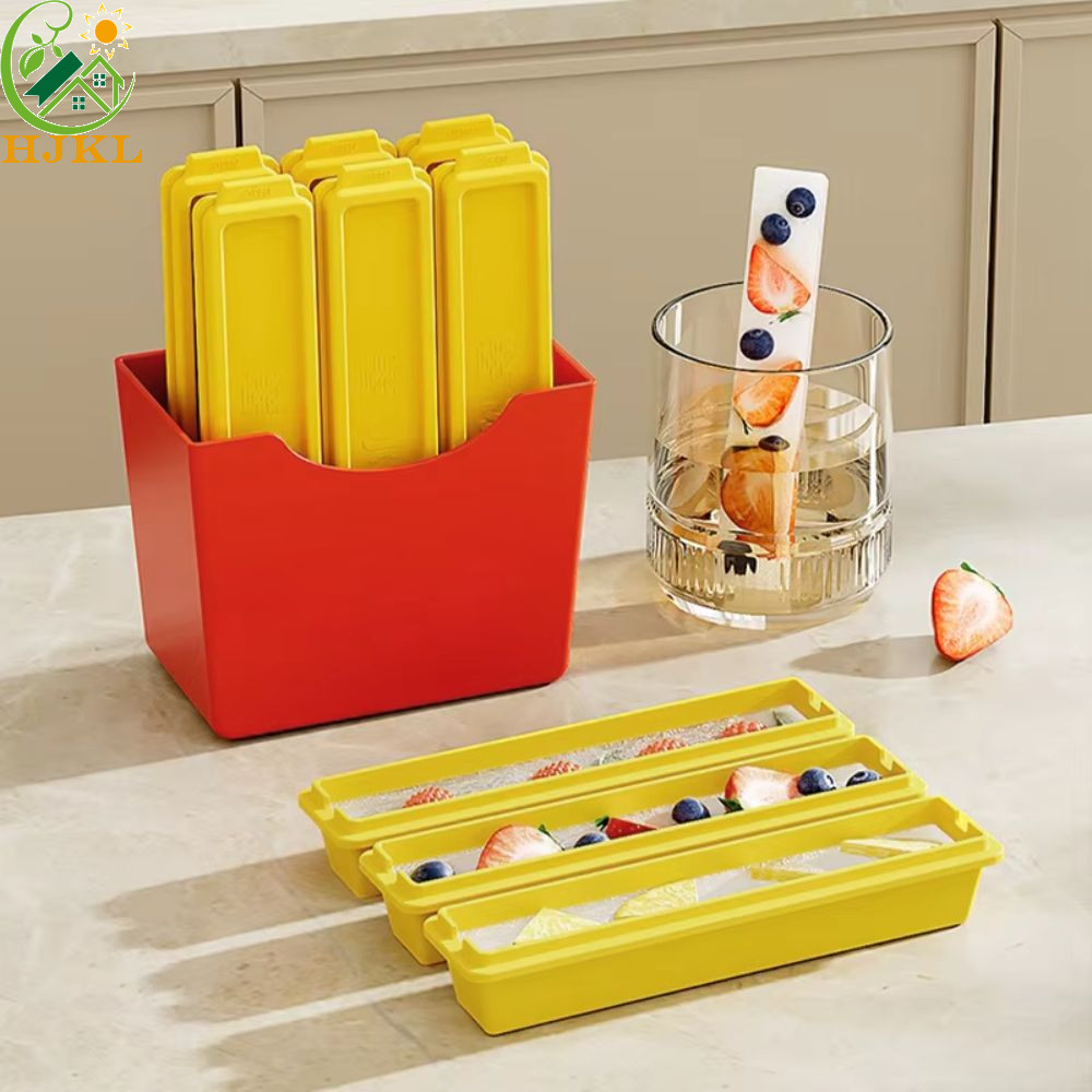 Máy làm đá viên HJKL, Khuôn làm đá thiết kế khoai tây chiên kiểu Pháp hình chữ nhật bằng nhựa, Tiện ích nhà bếp Dễ dàng tháo dỡ với hộp bảo quản Khuôn làm đá không chứa BPA Đồ uống lạnh