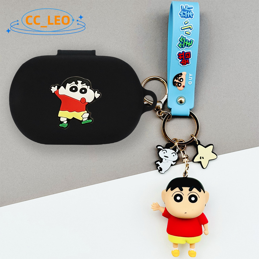 for QCY Crossky R50 Case Cute Crayon Shin-chan Keychain Pendant Cartoon Silicone Soft Case Suitable 
