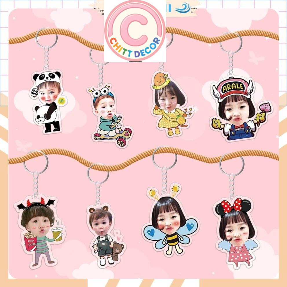 Móc khóa Mica Ghép Mặt chibi cho cặp đôi - Móc Khoá Thiết Kế Theo Yêu Cầu