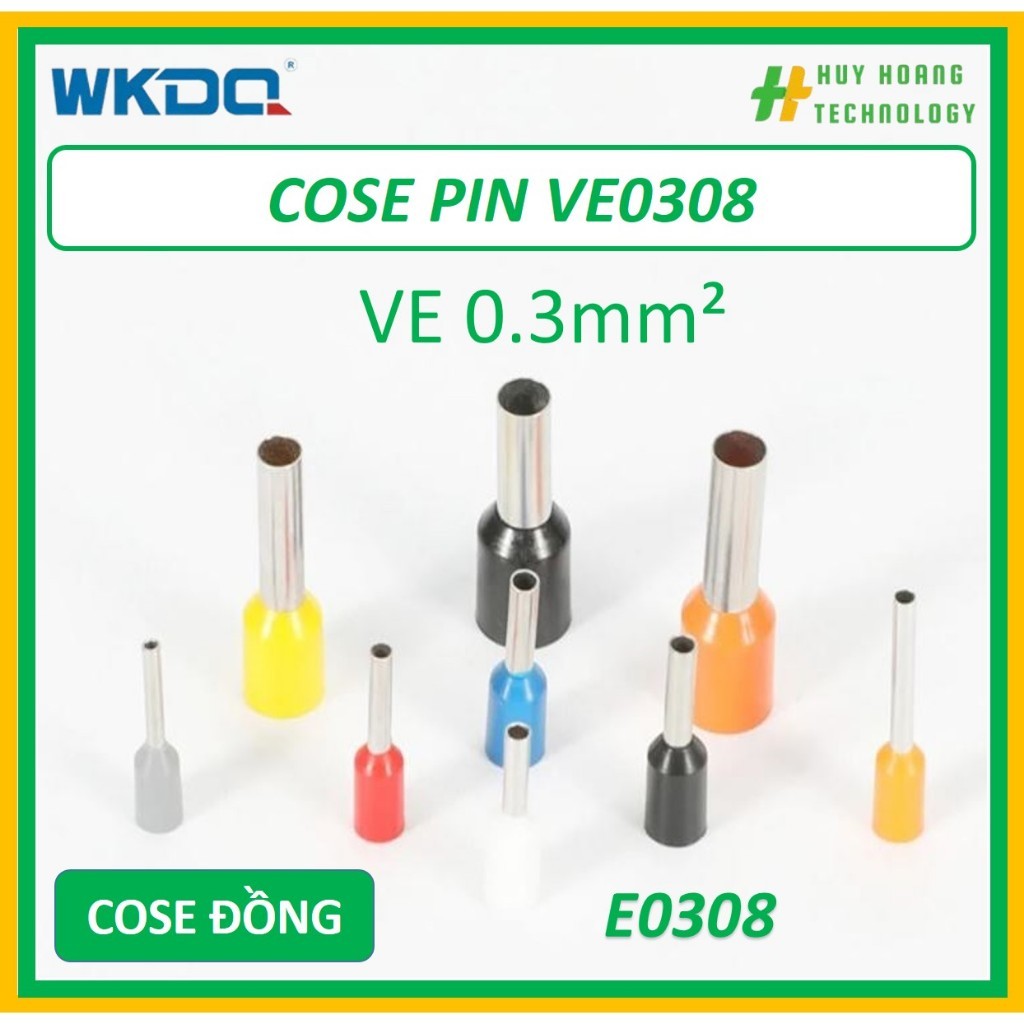 Đầu cos pin bằng đồng bấm dây điện 0.3mm E0308 VE0308