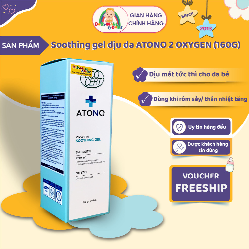 Gel Dịu Da Soothing Atono2 Oxygen 160g CERA-O2 Dưỡng Ẩm Mát Da Cho Bé | Babymall & Care