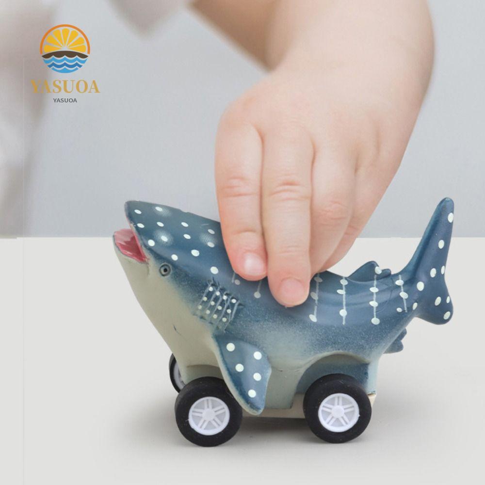 LARGLO Press and Go Car Toy, Great White Shark Đồ chơi ô tô quán tính cá heo dễ thương, ngộ nghĩnh M