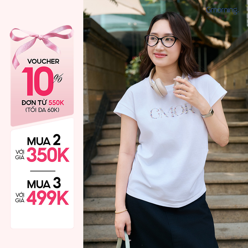 Áo thun nữ form rộng in hoa thời trang GUMAC YATF12048