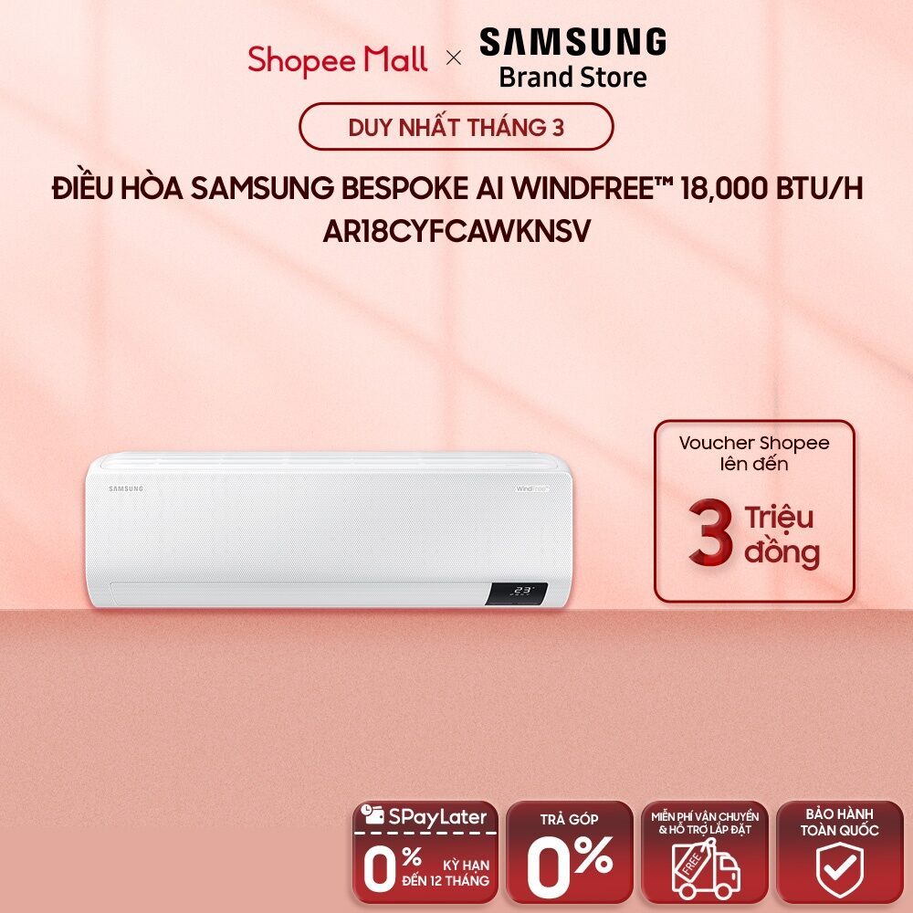 [MIỄN PHÍ VẬN CHUYỂN] Điều Hòa Samsung Bespoke AI WindFree™ 18,000 BTU/h AR18CYFCAWKNSV