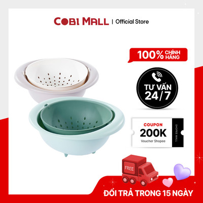 Bộ Thau Rổ Xoay Đa Năng Nhựa PP Thoát Nước Nhanh, Tiện Lợi – Cobi Home