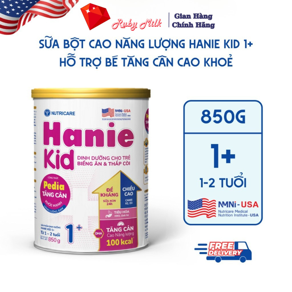 Sữa bột Nutricare Hanie Kid 1+ cho trẻ biếng ăn suy dinh dưỡng (850g)