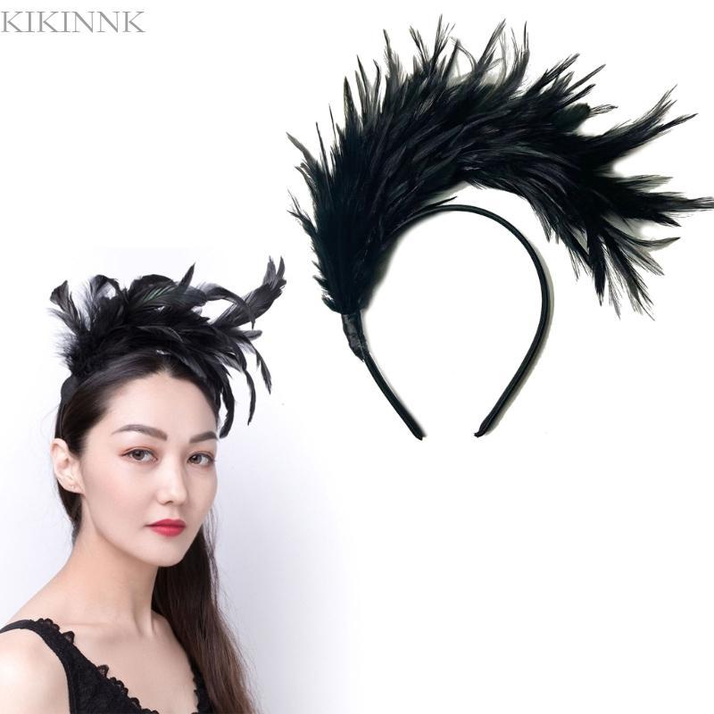 KIKIN Flapper Feather Headband Burlesque Headpiece Flapper Headpiece Feather Headband
