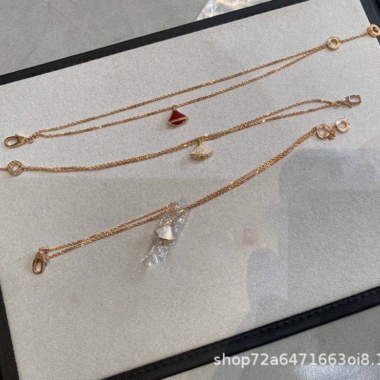 Women's bracelet925Silver CNC White mother-of-pearl fan18k Rose gold carnelian bracelet with silver 