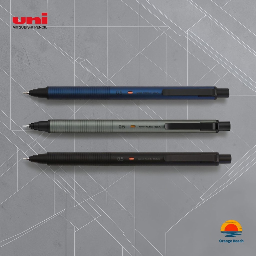 Uni Kuru Toga Metal 0.3/0.5mm/But Chi Bam/Tu Xoay Chi Tu Dong/Than Nhom/3 Mau/Nhat Ban