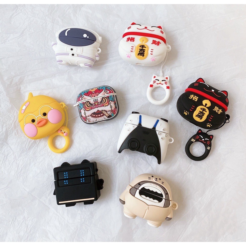 Ốp, Bao đựng cho tai nghe Airpod 3 Thú hình nổi