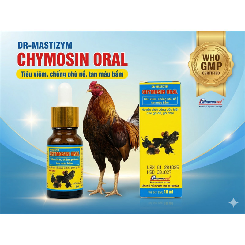 Dung Dịch Uống CHYMOSIN ORAL - Hỗ Trợ Giảm Viêm, Tan Kén, Thông Đường Hô Hấp Cho Chiến Kê Sau Đá.