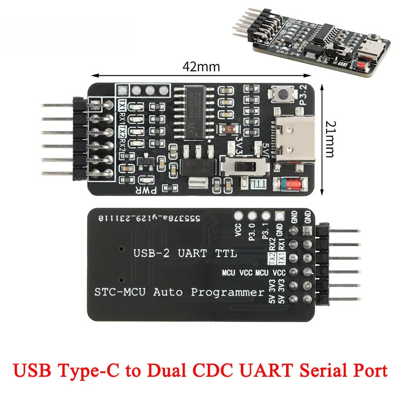 Type-C USB sang Dual CDC UART Serial Drive Free STC ISP Microcontroller Program Cold Start Download 