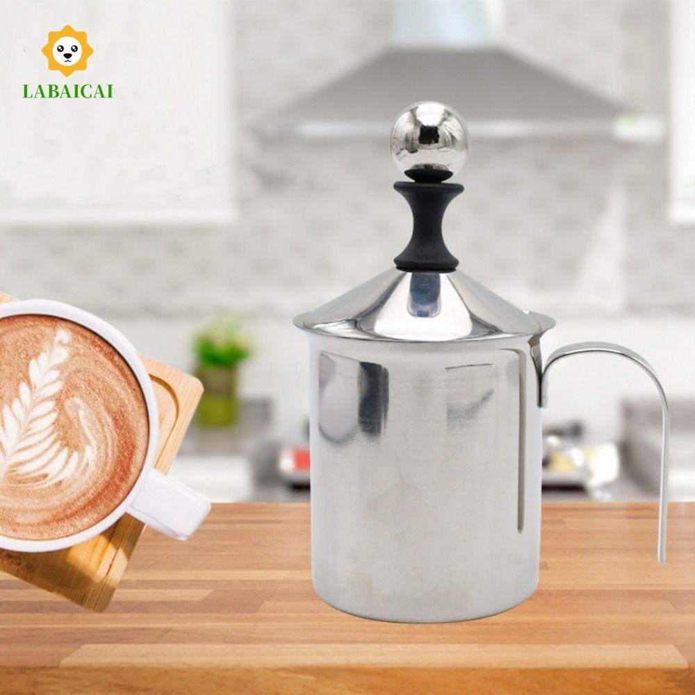 LABAICAI Cốc tạo bọt sữa LABAICAI, Máy tạo bọt cà phê 400ML, Cốc tạo bọt chống gỉ bằng thép không gỉ Máy trộn cà phê lưới đôi Máy tạo bọt sữa