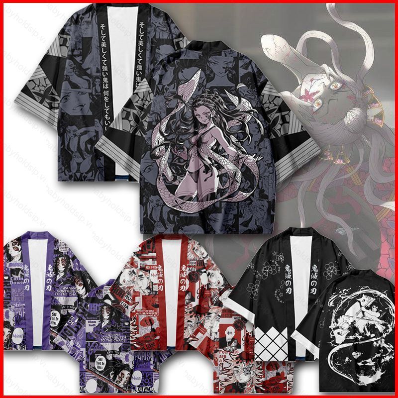 BS1 Anime Demon Slayer Kimono Cosplay Daki Douma Haori Áo Cardigan Thời Trang Đồ Họa Ngoài Plus Size