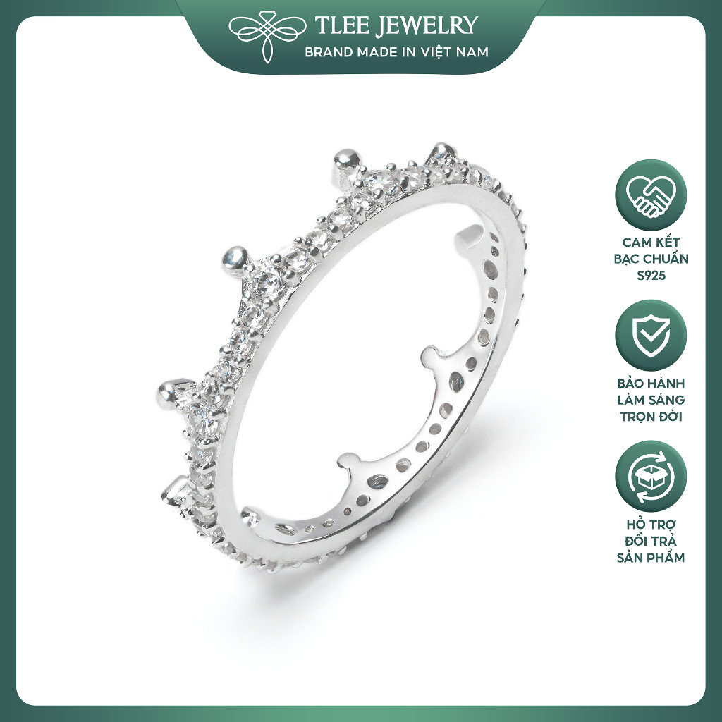 Nhẫn bạc nữ TLEE CROWN đính đá sang trọng TLEE JEWELLY A0161