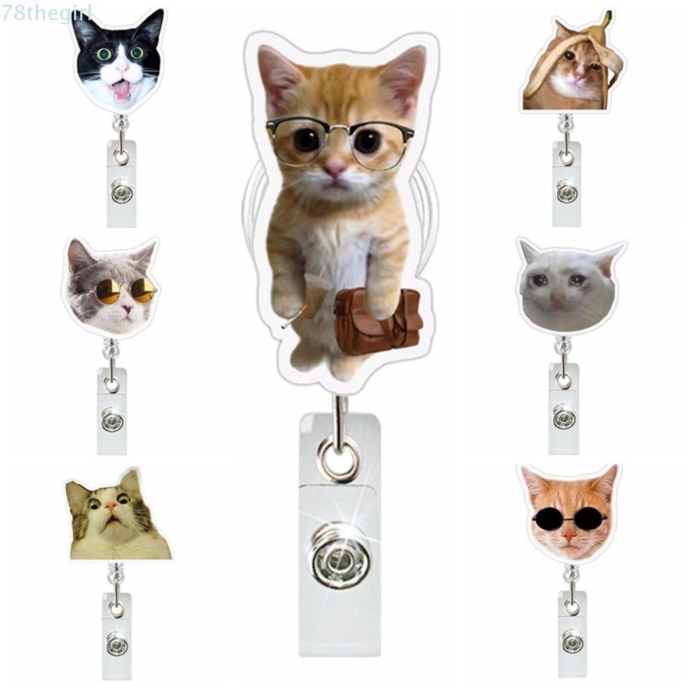 THEGIRL Nurse Badge Reel, Funny Cat Kitten Animal ID Card Holder, Thẻ làm việc bằng kính thiên văn d