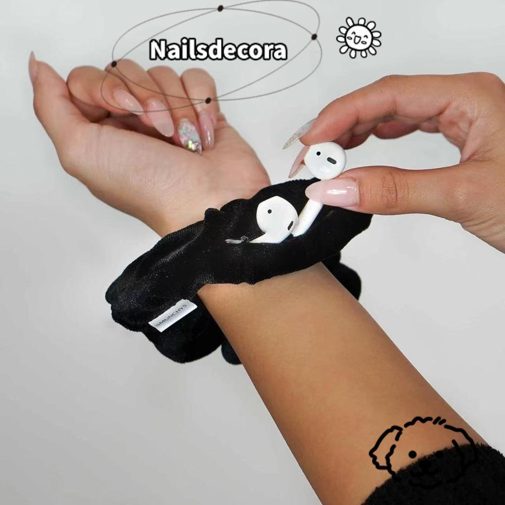 Dây buộc tóc NAILS có dây kéo, thiết kế ẩn, chất liệu nhung sang trọng