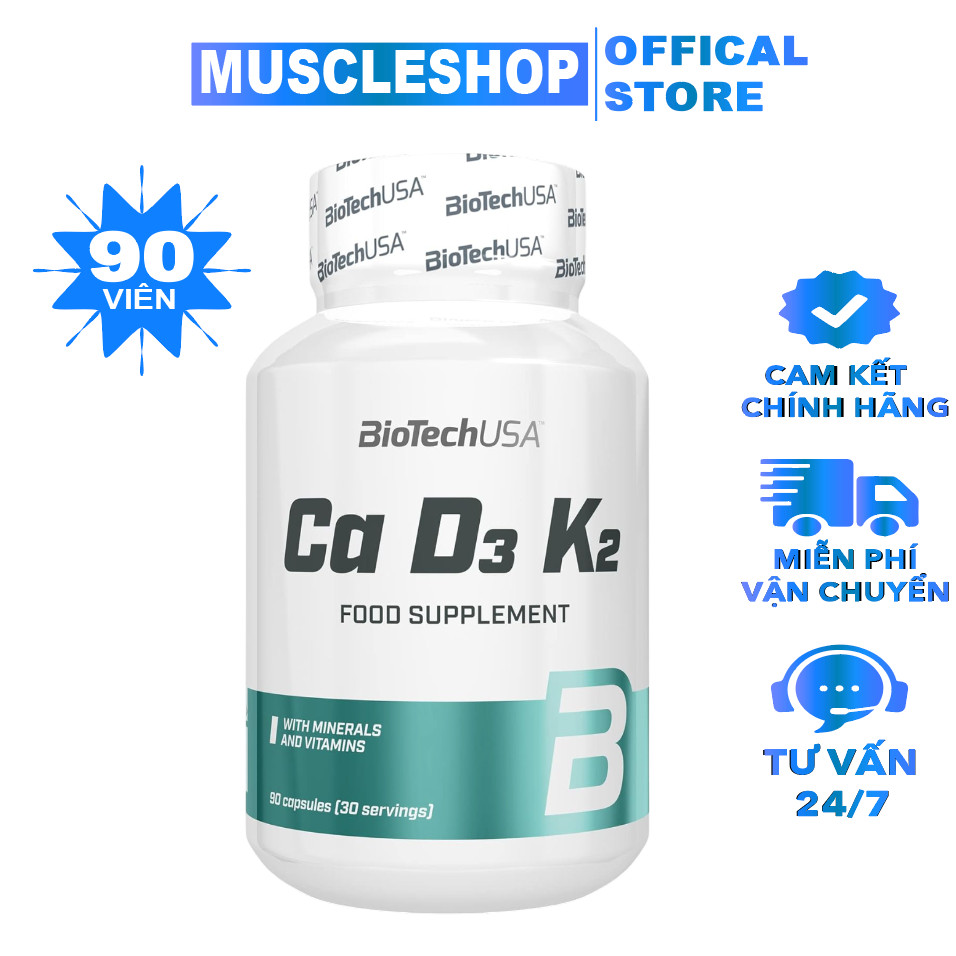 Viên Uống BioTechUSA Ca D3 K2 90 Viên – Canxi D3 K2 Bổ Sung Hằng Ngày