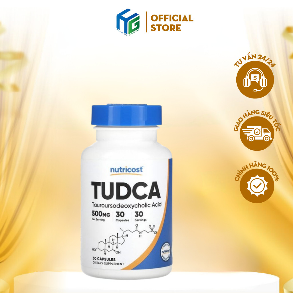 Nutricost TUDCA – Hỗ Trợ Giải Độc Gan, Bảo Vệ Gan Khỏe Mạnh 500mg - 30 viên