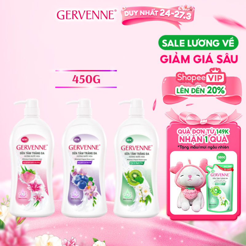 Sữa tắm trắng da hương nước hoa Gervenne 450G / chai (3 mùi)