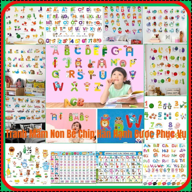decal dán tườg BCC - Số/ con vật tiếng anh, tiếng việt trang trí phòng cho bé học giáo dục sớm vừa c