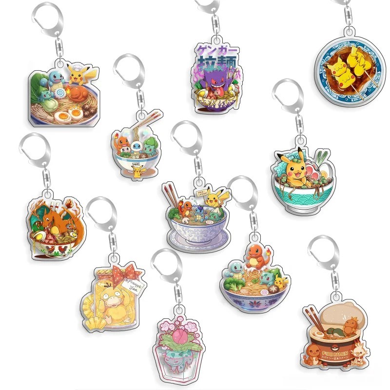 Móc khóa Pokemon Mica Acrylic in hình Pikachu Gengar Psyduck Bulbasaur Charmander anime cute dễ thươ