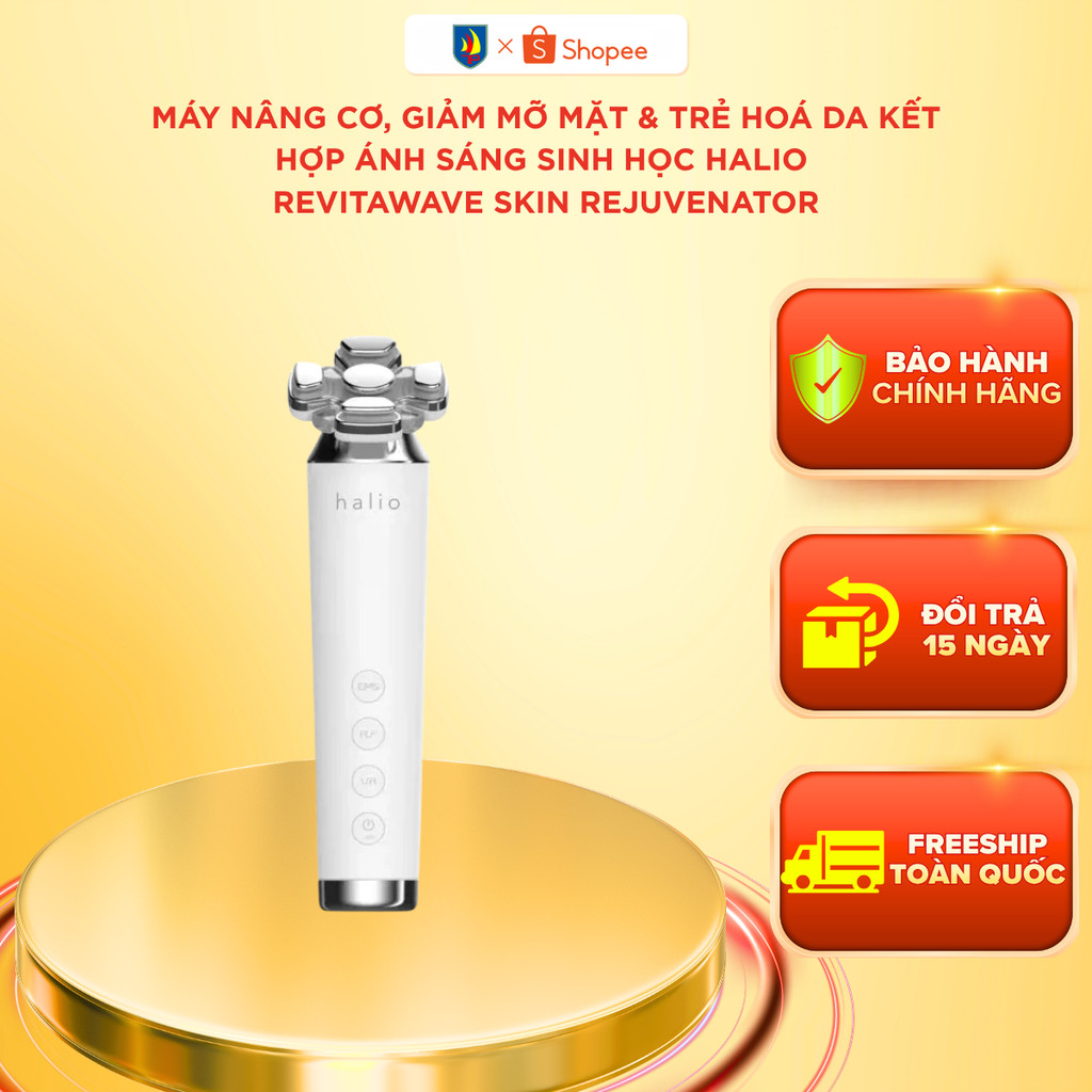 Máy Nâng Cơ, Giảm Mỡ Mặt & Trẻ Hoá Da Kết Hợp Ánh Sáng Sinh Học Halio RevitaWave Skin Rejuvenator
