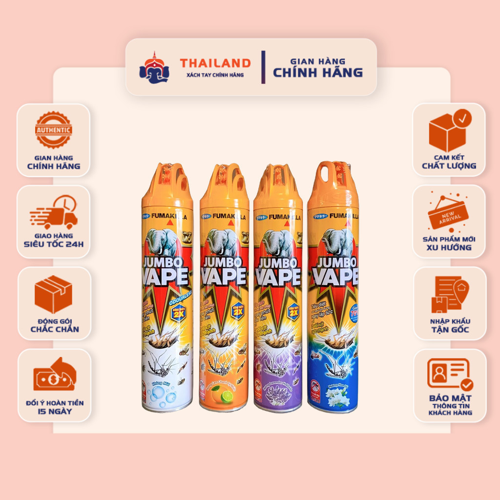 Chai Xịt Muỗi Côn Trùng Jumbo VAPE 600ML Nhiều Mùi – Diệt Muỗi, Kiến, Gián Nhanh, Dùng Trong Gia Đìn
