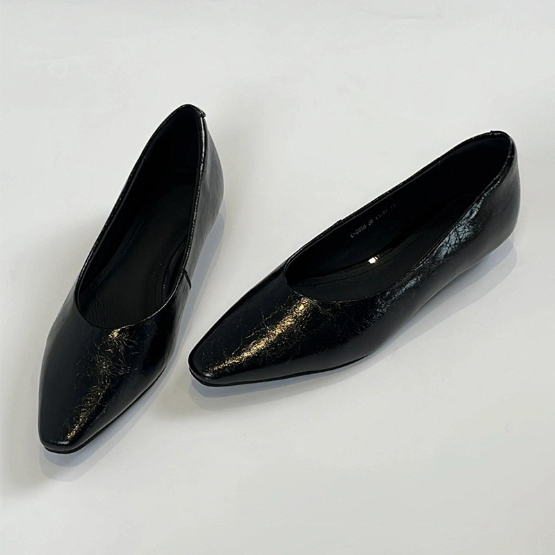 Cowhide Version~French retro minimalist design shallow slip-on women's shoes for commuting, pointed 