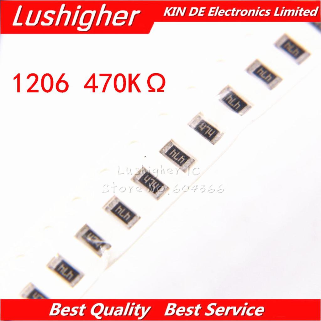 100 CÁI 1206 Điện trở SMD 1% 470K Ohm 474 470Kohm