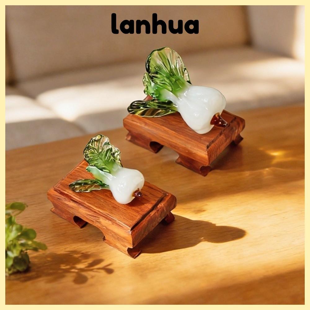 LANHUA Glass Bok Choy, Blowing Glass Bok Choy Shape Crystal Trang trí bàn làm việc, Thiết kế thịnh v