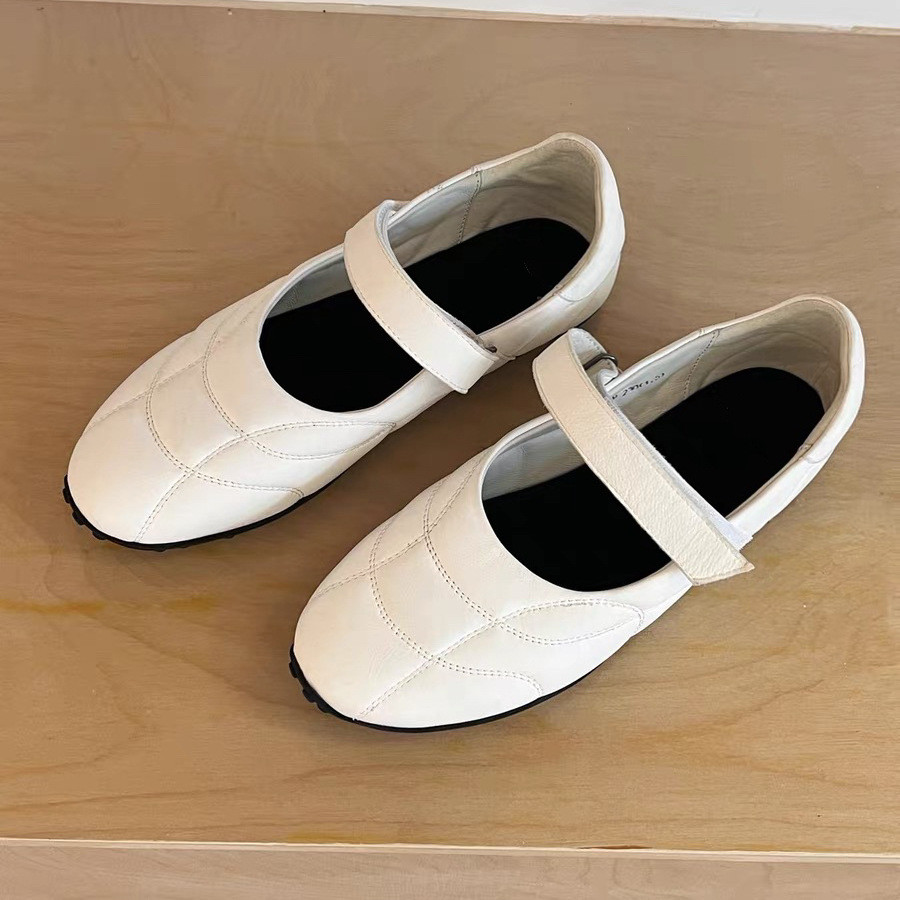 Sheepskin Version~Stylish genuine leather bowling shoes with Velcro closure, casual sneakers, flat s
