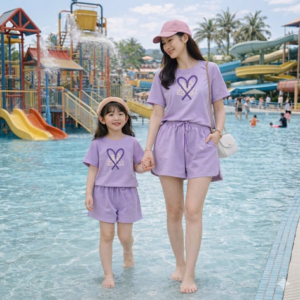 .Sét váy mẹ và bé đi biển đi chơi bé 8-37kg mẹ 38-80kg, đồ gia đình, đồ đôi mẹ và bé gái bé trai