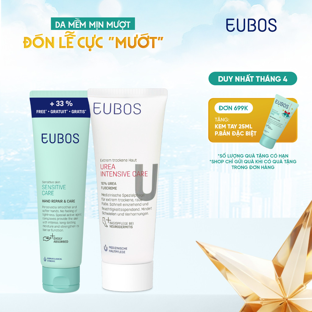 Combo Kem Dưỡng Da Tay EUBOS 100ML Và Kem Nứt Gót Dưỡng Da Chân UREA 10% 100ml Dưỡng Ẩm Chuyên Sâu