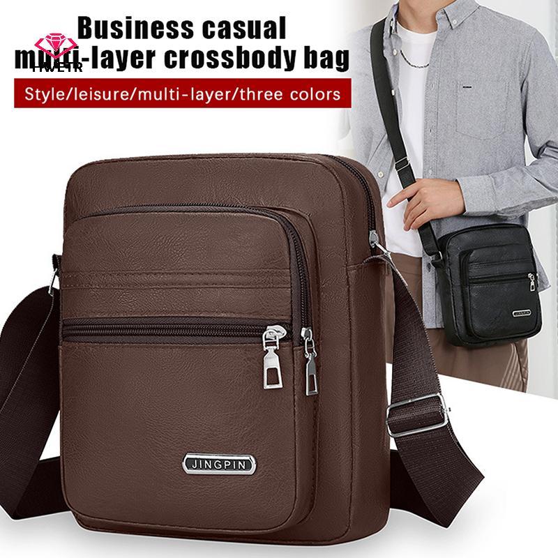 HWETR Nam Túi Thời Trang Kinh Doanh Túi Da Fanny Pack Nam Da Thật Chính Hãng Đeo Ngang Túi Đeo Vai Chất Lượng Cao Tote Mới