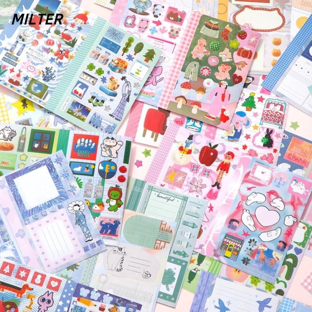 Sách dán MILTER, Nhãn dán sổ lưu niệm 30 tờ phong cách Hàn Quốc, Nhãn dán trang trí Kawaii DIY Sách 