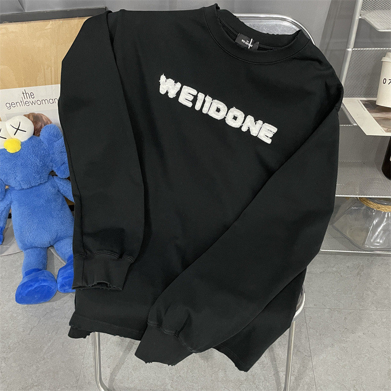 AD5Q welldone Patch Letters LOGO Long Sleeve Pullover T Unique Couple's T-Shirt