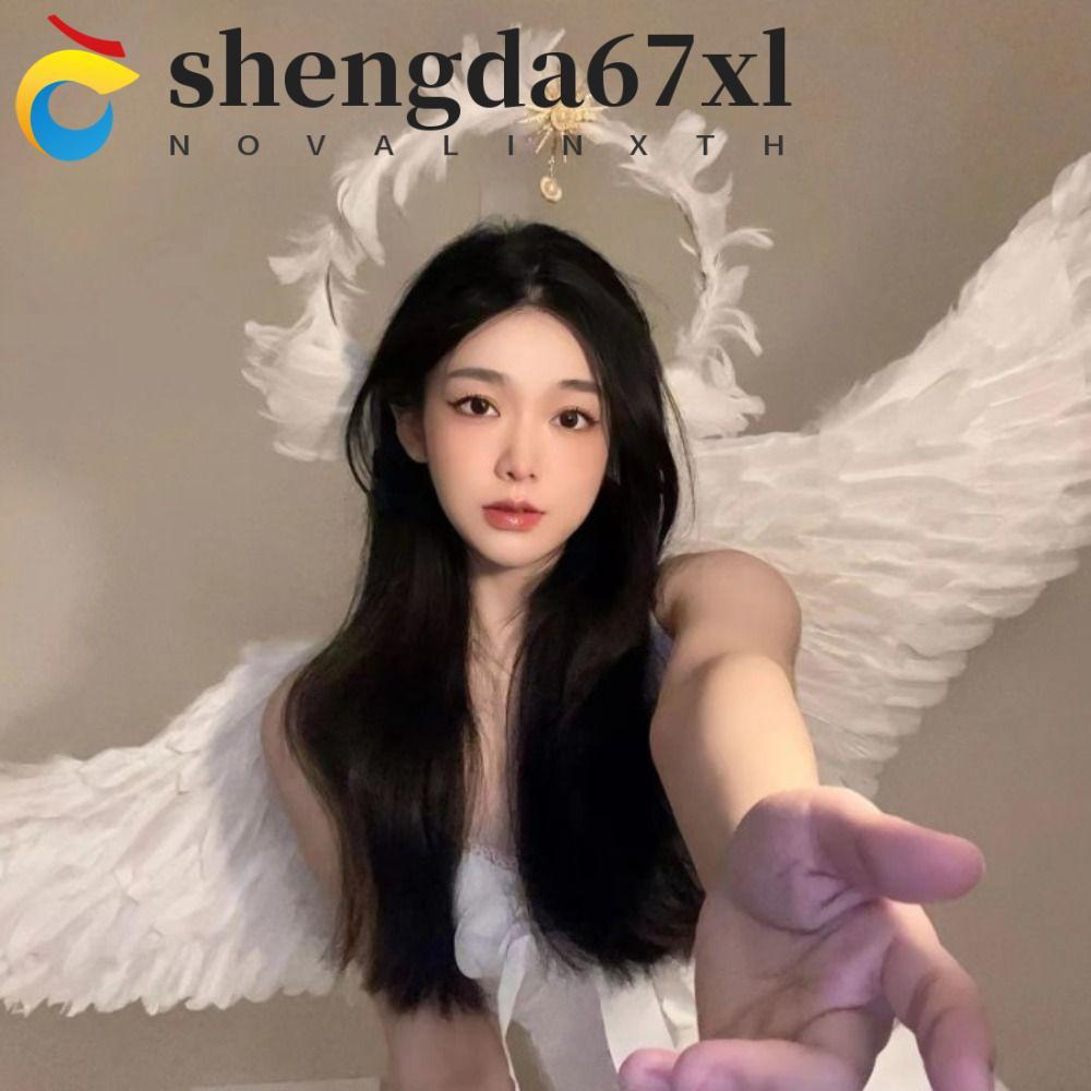 SHENGDA Feather Halo Crown Headband, Dress Up Props Glory Shape Virgin Mary Halo Queen Tiara, Trang 