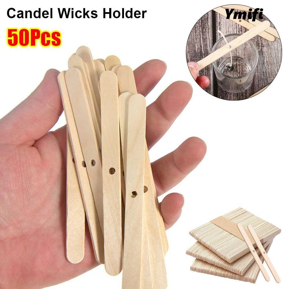 YMIFI 50 Cái Giá đỡ bấc Candel, Dụng cụ làm Candel DIY 114mm, Thiết bị định tâm bằng gỗ bền Đồ thủ c