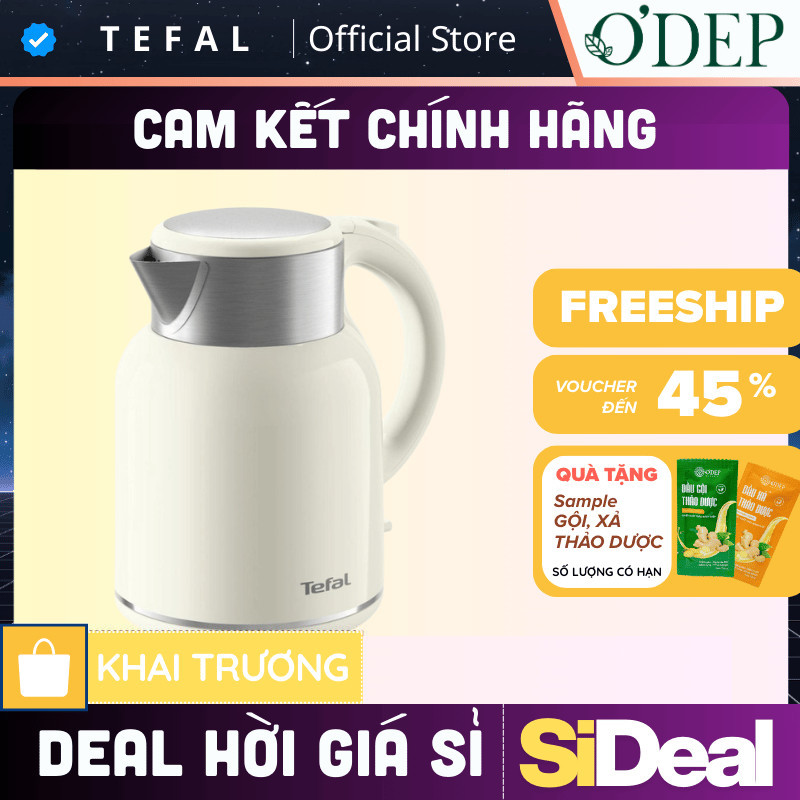 Bình đun | Ấm siêu tốc Tefal Thermo Protect XL KO190AE0 Trắng 1.9L - Bảo Hành 24 Tháng - SIDEAL SIA