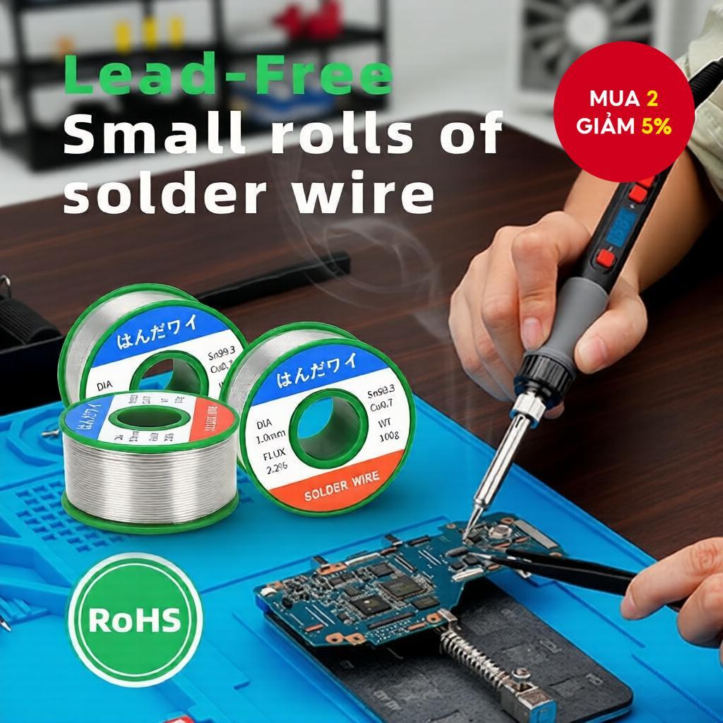 Dây hàn Sn99.3Cu0.7 không chì, độ tinh khiết cao, lõi nhựa thông nóng chảy thấp, thân thiện môi trườ